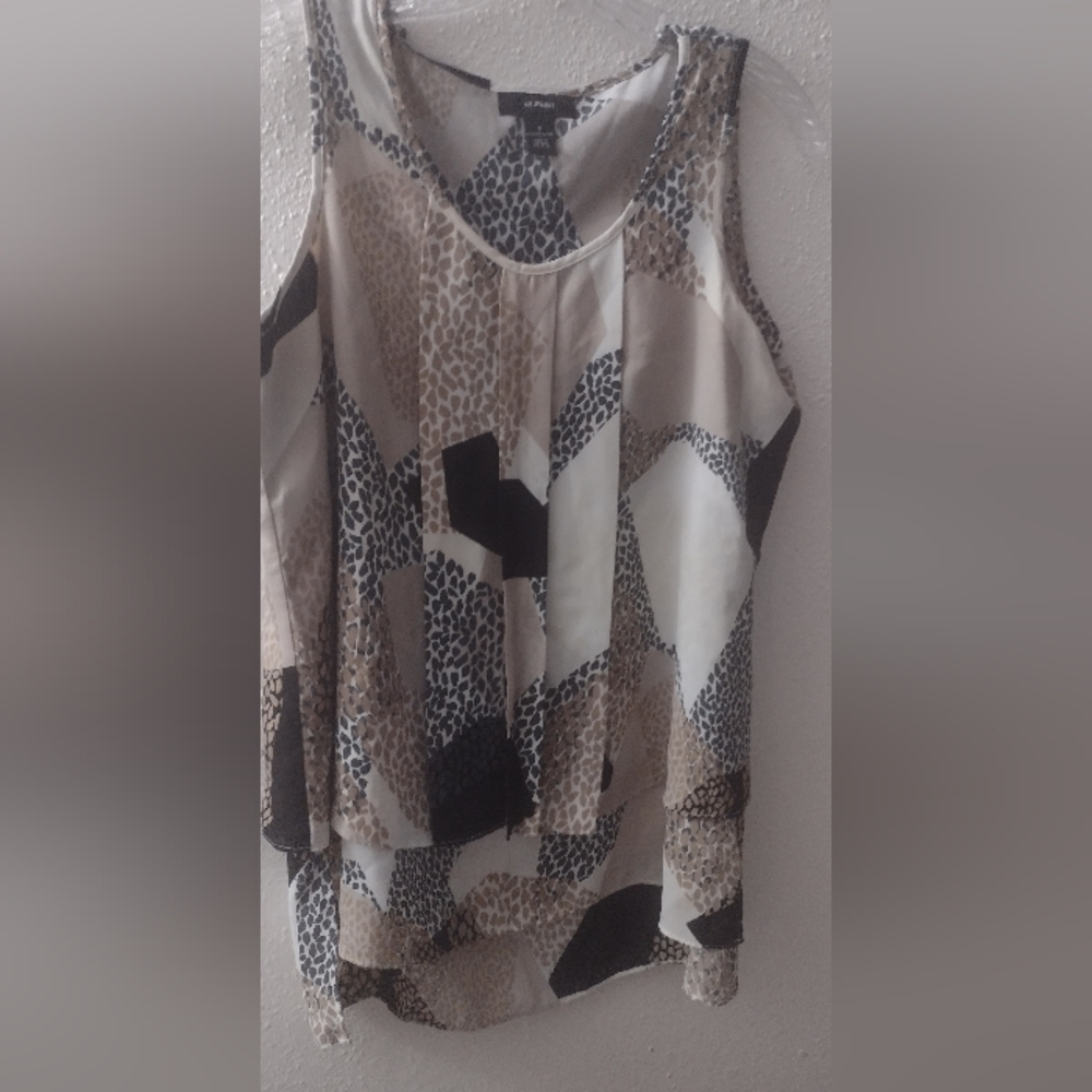 Alfani women's pullover leopard print sleeveless blouse sz 4 - Picture 4 of 6